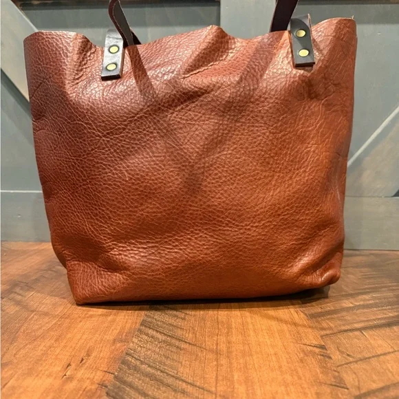 Portland Leather Brown Tote with Burgundy and Wine Pouches - Picture 2 of 7